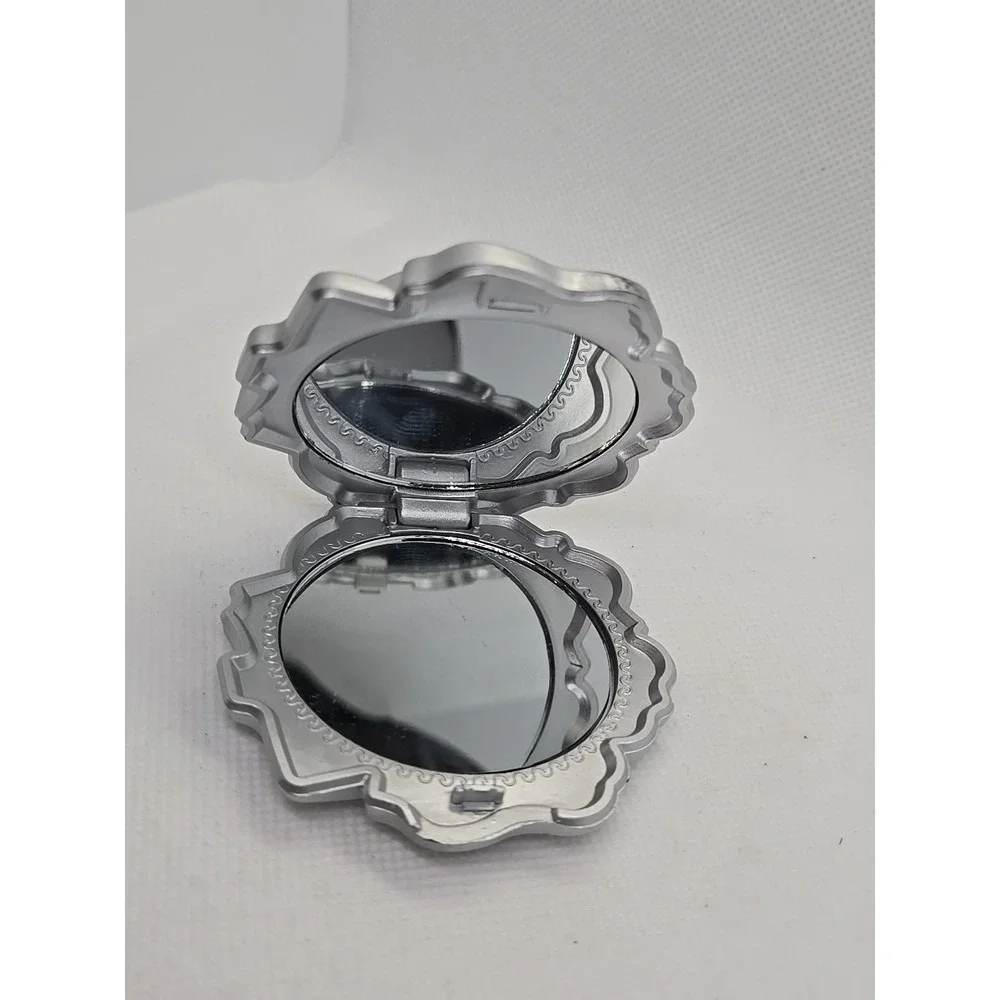 Silver‎ crome rose valentine compact purse mirror gift friendship memento